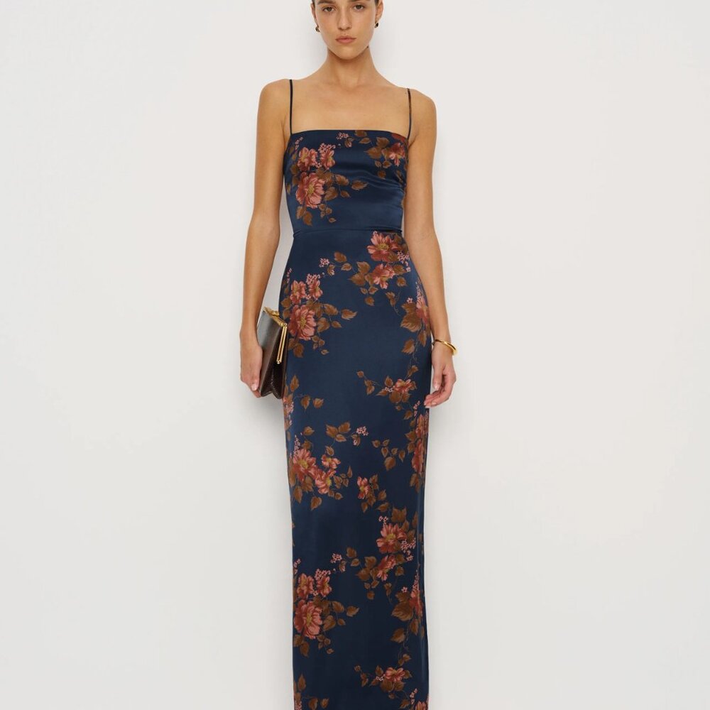 Reformation Frankie Silk Dress Blue - Size 2